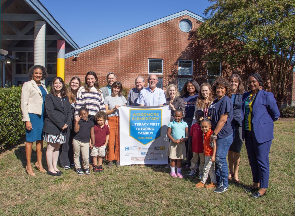 A group poses for a photo