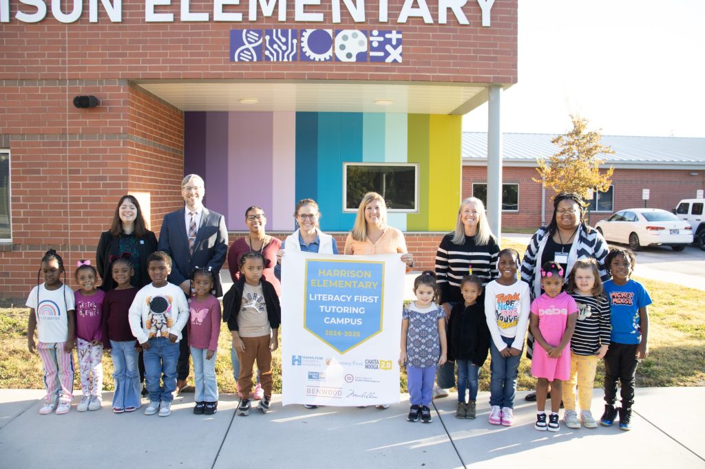 A group poses for a photo