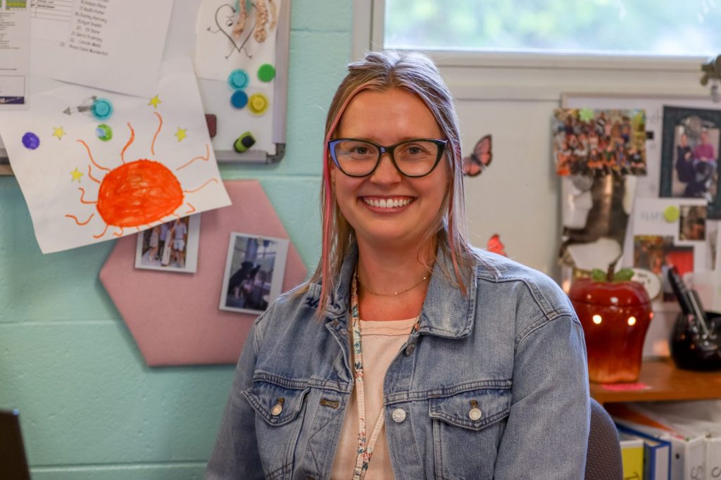Teacher Appreciation Week_ Anna BehrendsTeacher Appreciation Week_ Anna Behrends A teacher poses for a photo