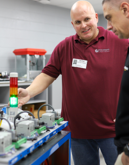 A man talks by equipment