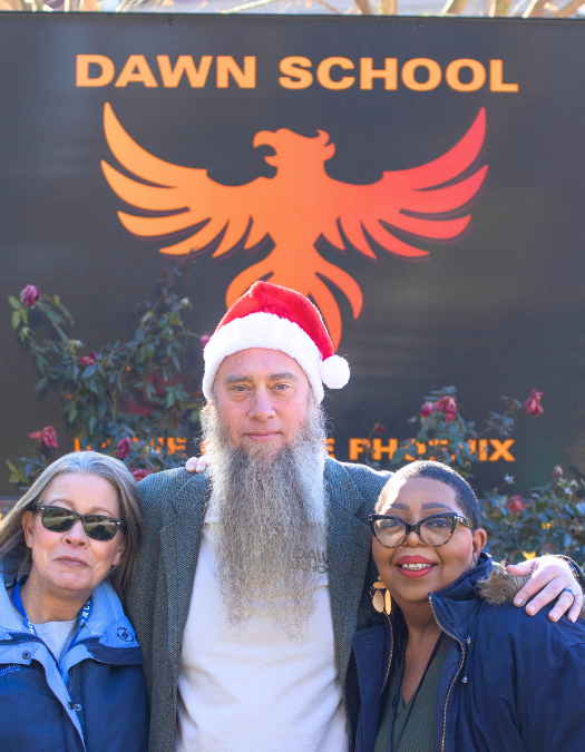 A group poses for a photo