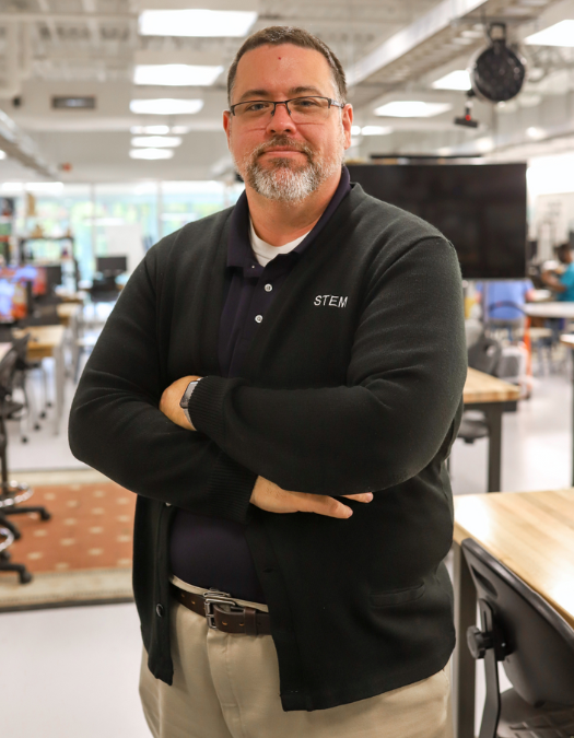 Principal Jim David in STEAM School classroom