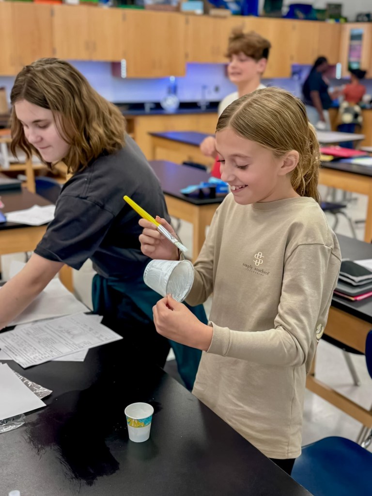 Organ Donor Project Sale Creek-6 Middle School kid working on science / art project