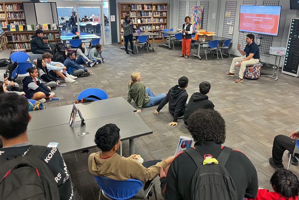 RBH Mental Health Week-22 Students in library listening to a presentation