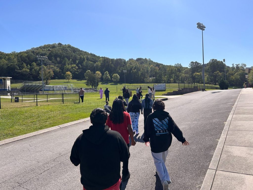RBHS Mental Health Awareness Week-6 Kids walking outside Red Bank High