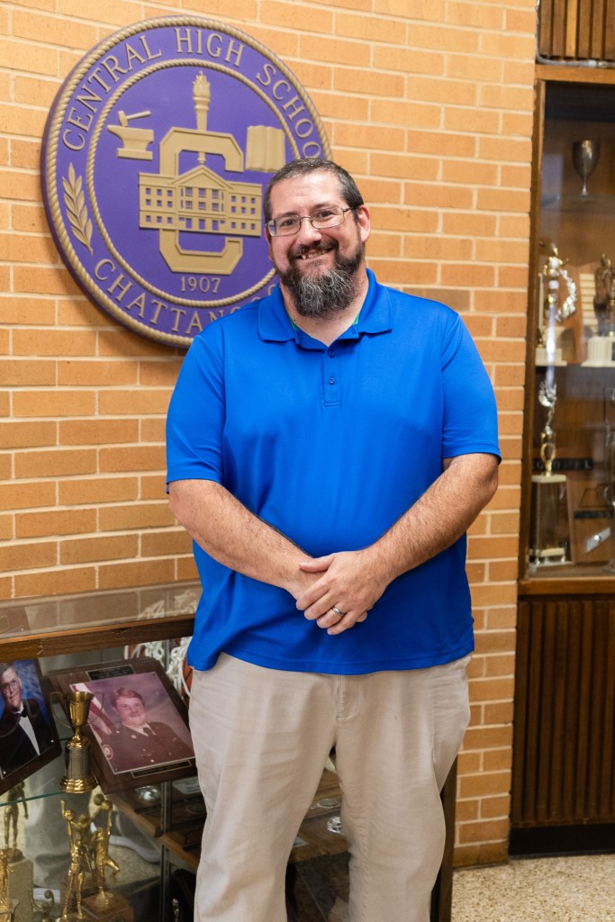Edward Potter 2-1 Man in front of Central High Logo