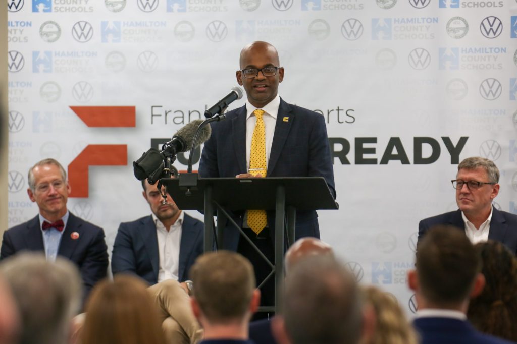 Franklin-11 A man speaks at a podium