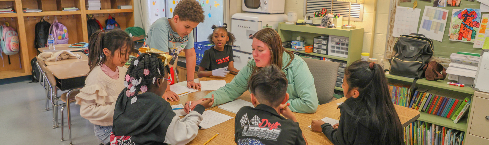 teacher with students